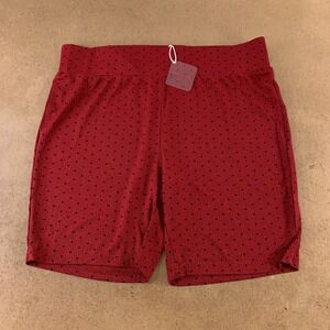 Urban Threads Women's Size 22 Burgundy Polka Dot Ribbed Knit Bike Short NWT